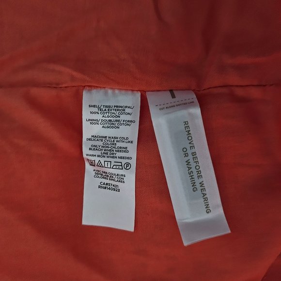 LOFT Women's Lively Coral Ruffled Neck Eyelet Tiered Swing Dress Size Medium NWT - Picture 9 of 11